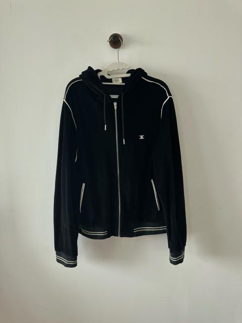CELINE Celine black velvet hooded zip up sweater
