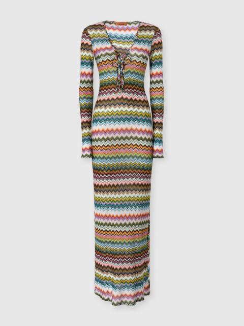 Missoni Long cover-up in lamé viscose with pixel-effect zigzag pattern
