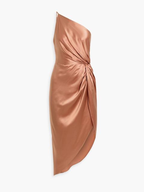 Other Designers One-shoulder twisted silk-satin dress