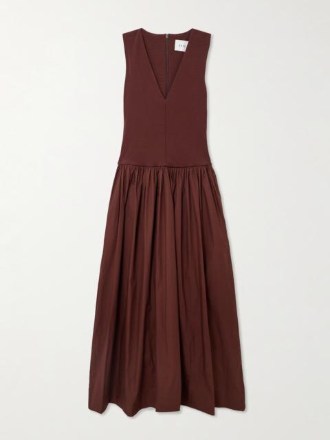 ESSE Studios Stretch-knit And Gathered Organic Cotton-poplin Maxi Dress
