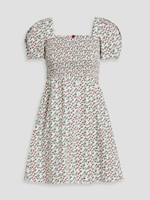 Other Designers Fromer shirred floral-print cotton-blend poplin mini dress