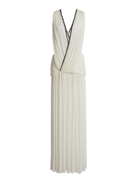 CHRISTOPHER ESBER Ruched Jersey Maxi Dress black/white