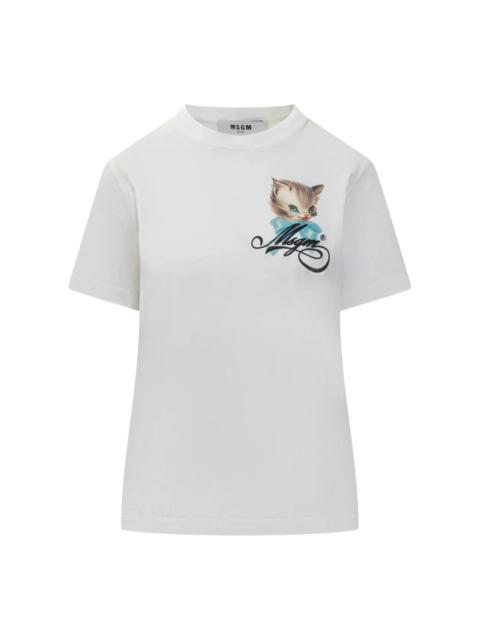 MSGM Kitten Short-Sleeve T-Shirt