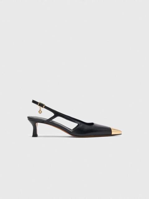 maje Smooth leather slingback pumps