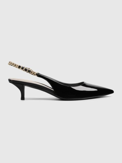 GUCCI Gucci Signoria Patent Slingback Pumps