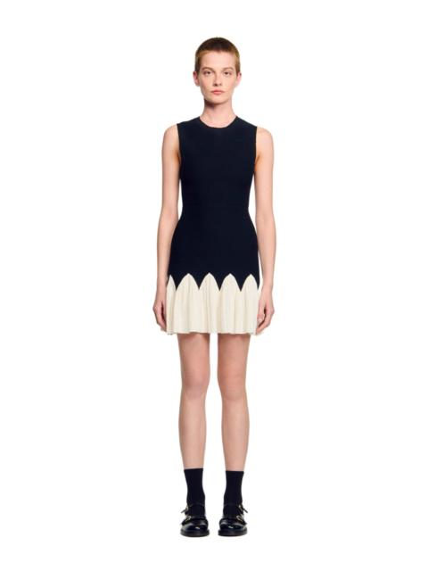 Sandro SANDRO Two-tone short knit dress in Black /Ecru at Nordstrom