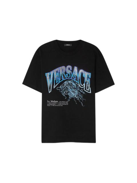 VERSACE La Medusa crystal-embellished varsity T-shirt