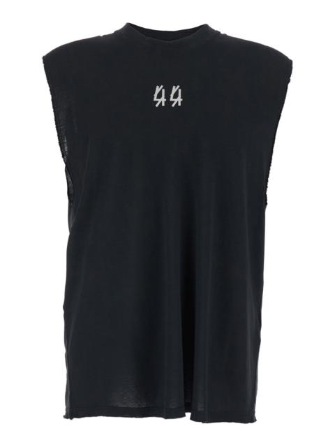 Other Designers 44 Label Group Men Black Sleeveless T-Shirt With Logo On The Front And Maxi Logo On The Back In Cott