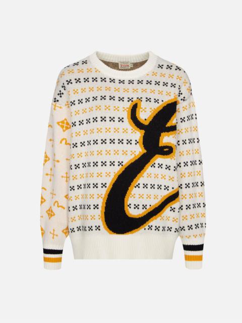 EVISU Logo Calligraphy Jacquard Knitted Sweater