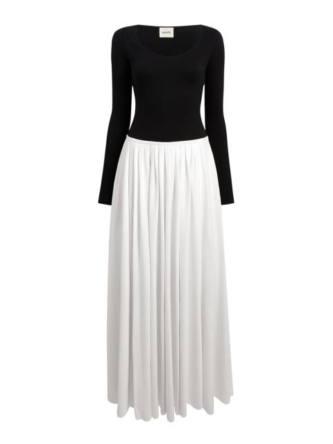KHAITE Carlotta Gathered Maxi Dress black/white