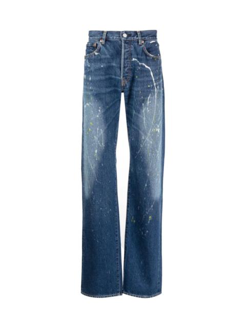 Yohji Yamamoto PAINT-SPLATTER STRAIGHT-LEG JEANS