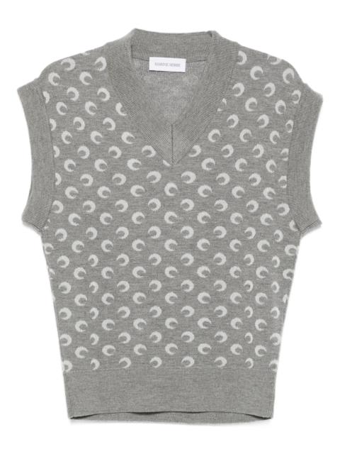 Marine Serre moon-jacquard V-neck vest