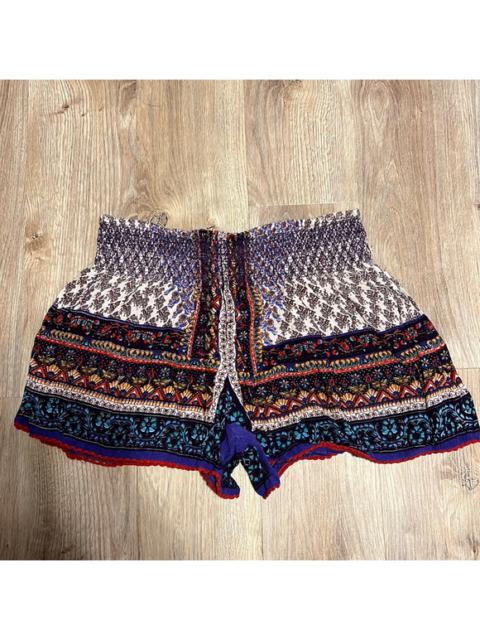 Other Designers PATRONS OF PEACE Scarf Print Smocked Elastic Waist Shorts