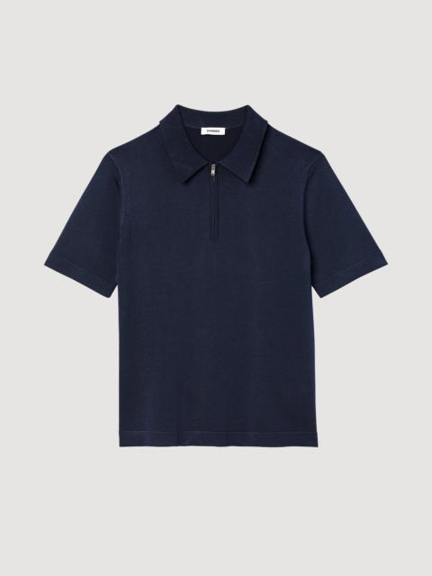 Sandro KNITTED POLO SHIRT WITH ZIP COLLAR