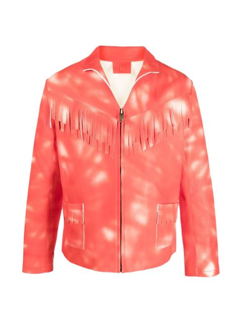 ERL TIE DYE-PRINT LEATHER JACKET