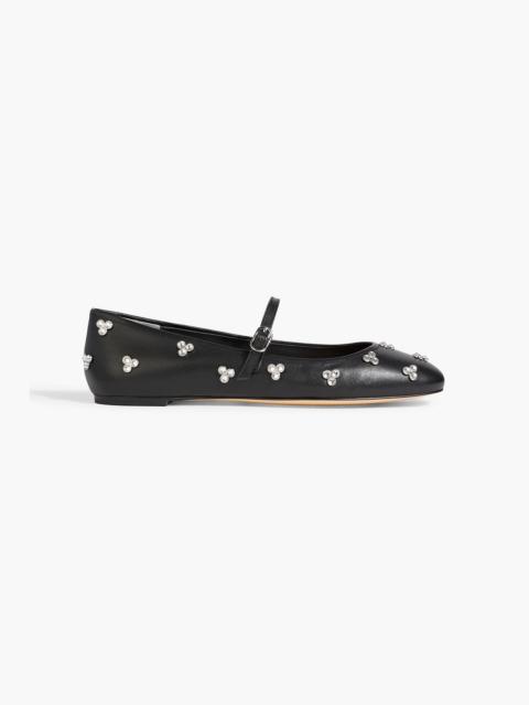 Stuart Weitzman Tammy crystal-embellished leather ballet flats