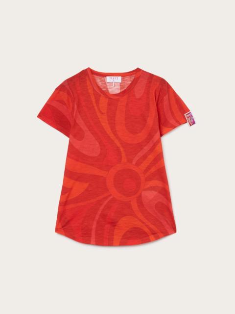 PUCCI FLAMED JERSEY T-SHIRT WITH ALLOVER PRINT