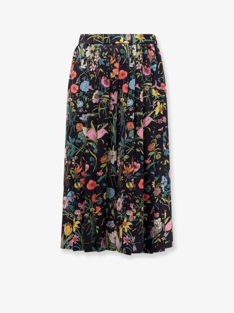 GUCCI Gucci Silk Midi Skirt with Floral Print Black