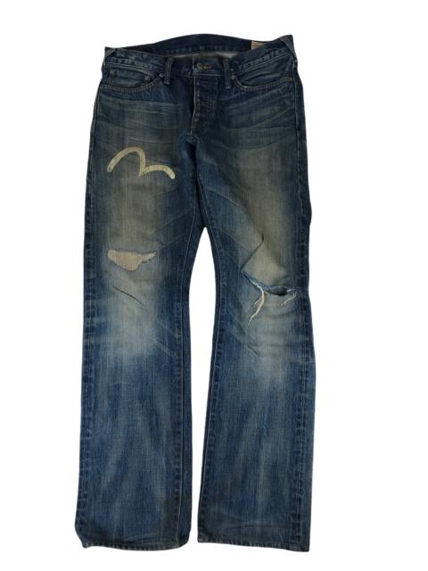 EVISU 2000s Evisu Split White Seagull Faded Denim Jeans