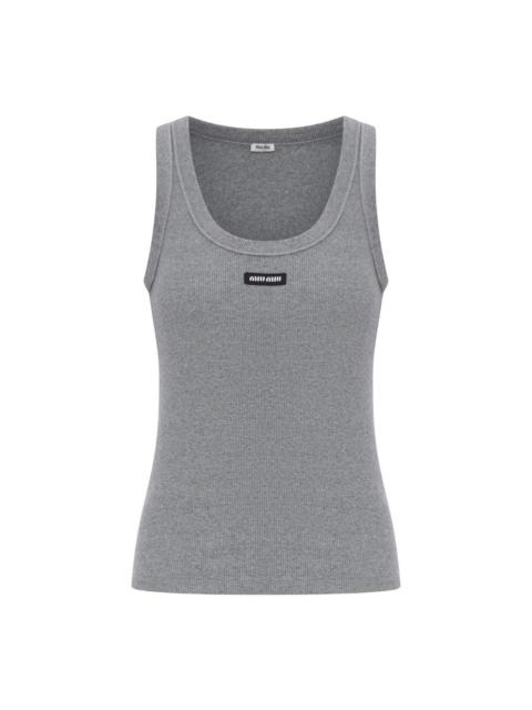 Miu Miu MIU MIU Gray Cotton Tank Top New & Authentic (Women's size:4