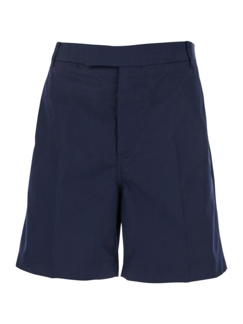 Thom Browne Men Blue Bermuda Pants With Logo Patch On The Rear And Belt Loops In Cotton Blend Man