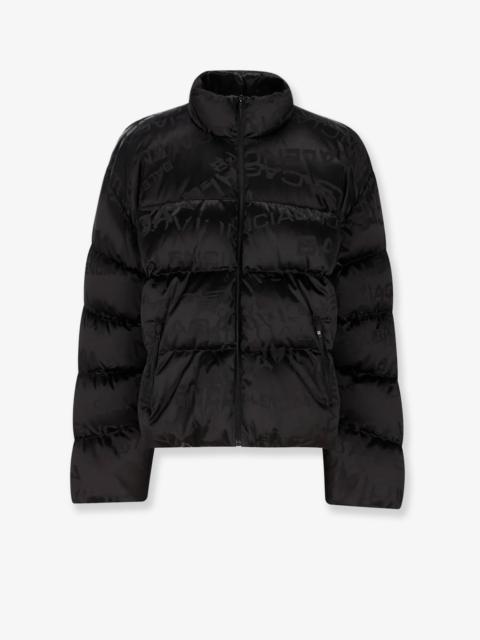 BALENCIAGA Balenciaga Nylon Down Jacket With All-Over Lettering Logo