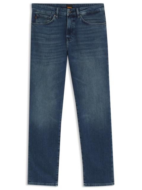 BOSS REGULAR-FIT JEANS IN MID-BLUE COMFORT-STRETCH DENIM