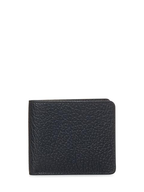 Maison Margiela Black grained embossed calf leather bi-fold card holder with Four Stitches at back.