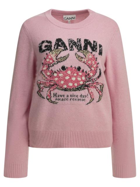 GANNI Ganni Crab Crewneck Sweater Pink