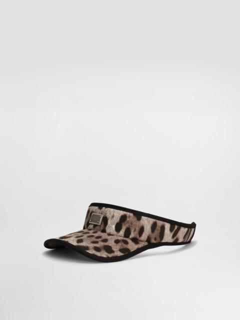 Dolce & Gabbana Leopard-print cotton visor with logo