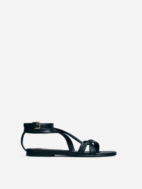 CO Asymmetric Leather Sandal in Black