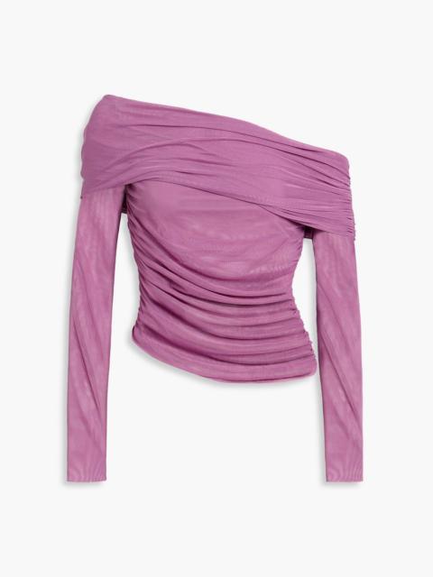 THE SEI One-shoulder stretch-mesh top