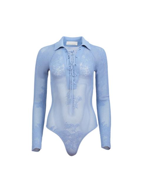 Fleur du Mal Lace Pointelle Collared Bodysuit
