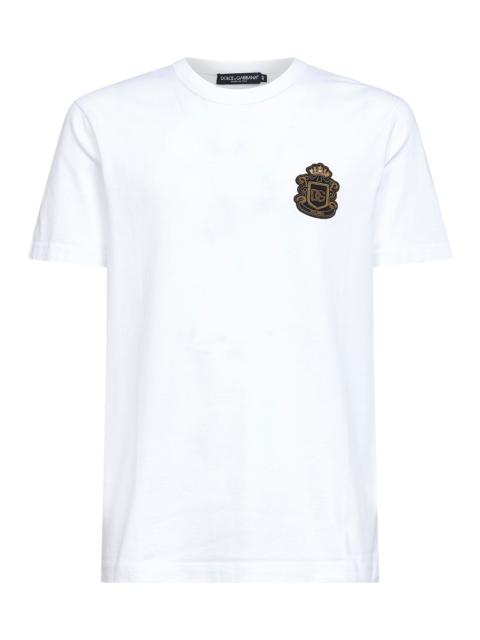Dolce & Gabbana Dolce & Gabbana Men White Cotton Heraldic Patch T-Shirt