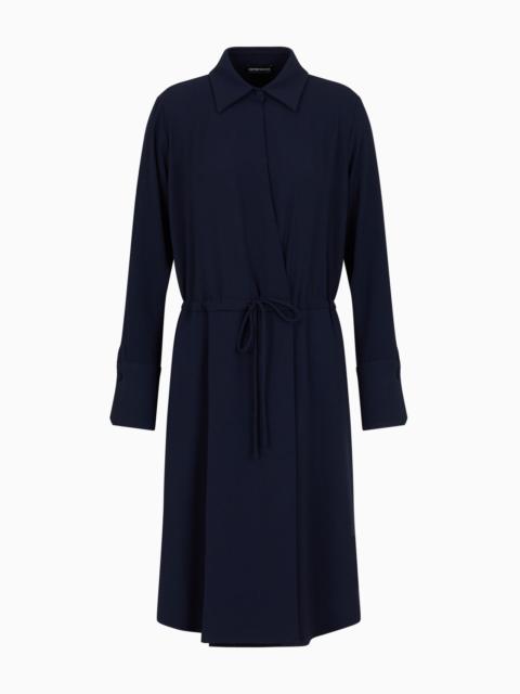 EMPORIO ARMANI Stretch sablé fabric drawstring dress