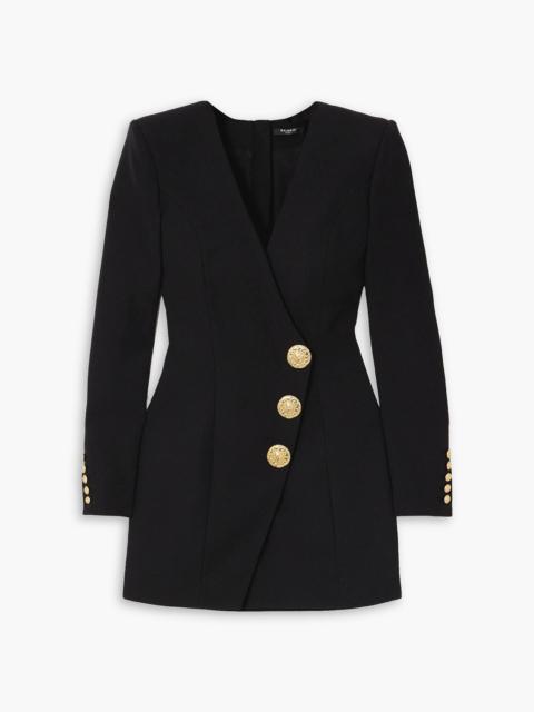 Balmain Button-embellished wool mini dress