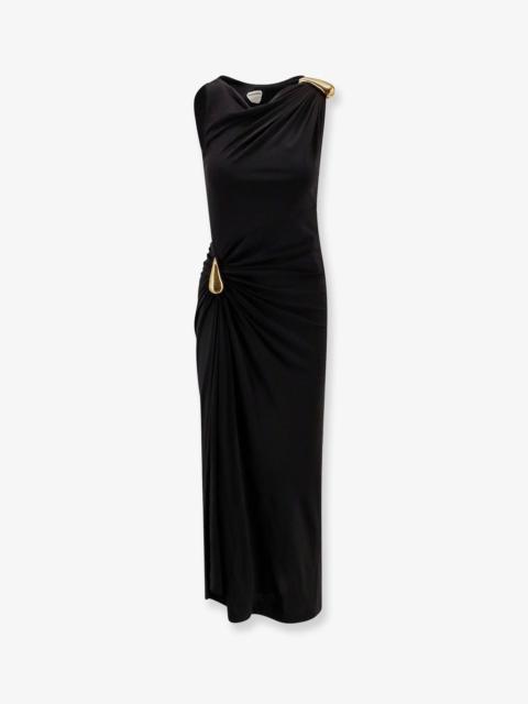 Bottega Veneta Viscose Long Dress With Gold Metal Details