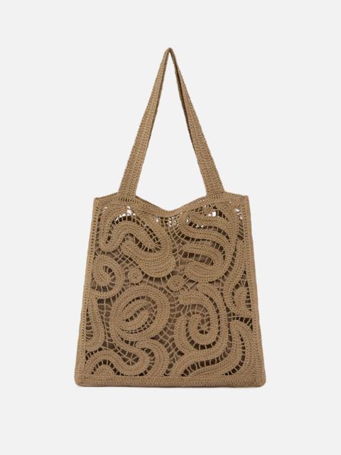 PINKO MEDIUM SHOPPER BAG IN GEOMETRIC CROCHETED FABRIC