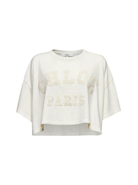 Chloé Women Ivory Cropped Logo T-Shirt