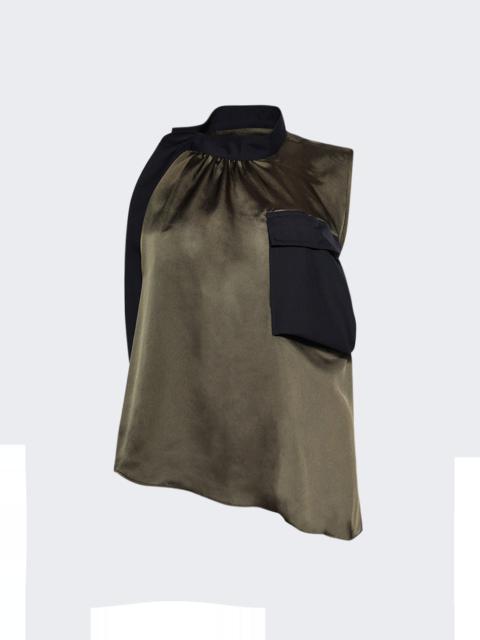 sacai Suiting Mix Pullover Khaki And Navy