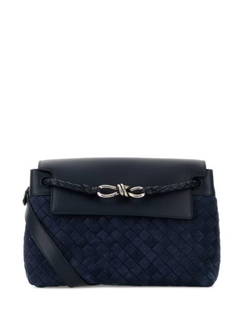 Bottega Veneta Bottega Veneta Men Navy Blue Suede Small Andiamo Crossbody Bag