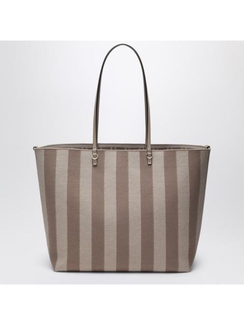 FENDI Fendi Reversible Roll Large Shopper In Dove-Grey Striped Fabric Women