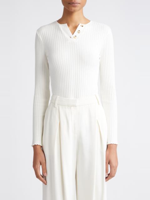 Vince Vince Cotton Blend Rib Henley Sweater in Off White at Nordstrom