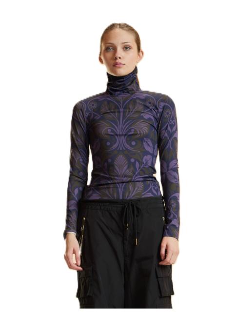 CYNTHIA ROWLEY Cynthia Rowley Turtle Neck Lycra Top in Purple Multi at Nordstrom