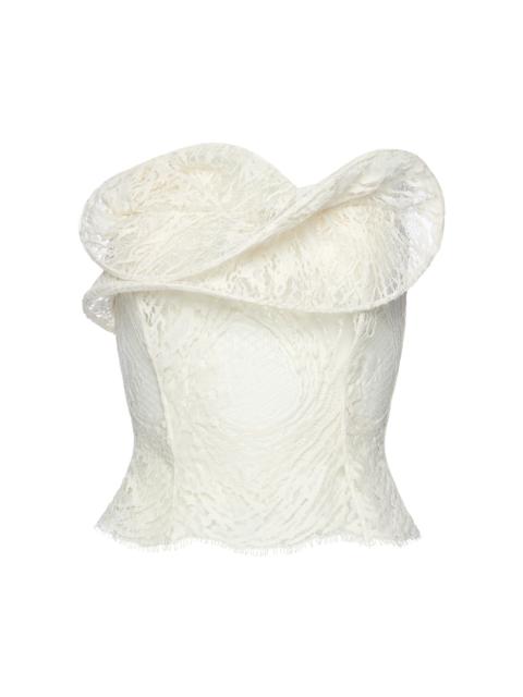 MAGDA BUTRYM Rosette-Embellished Cotton-Blend Corset Top ivory
