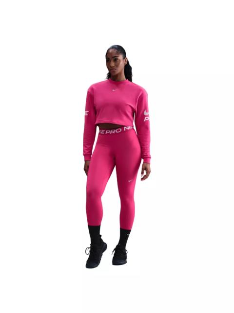 Nike Women's Pro Dri-FIT Loose Crew-Neck French Terry Sweatshirt -Pink