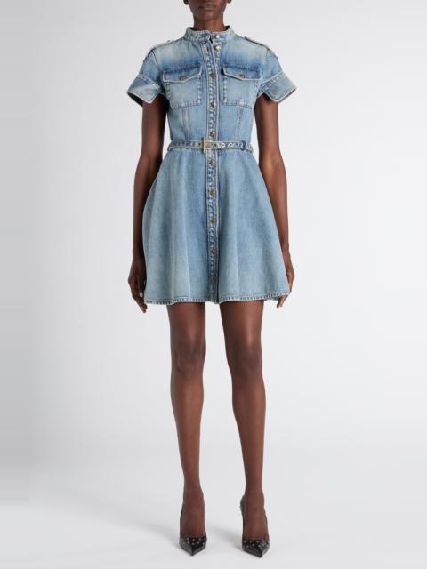 Alexander McQueen McQueen Belted Denim Dress in Royal at Nordstrom