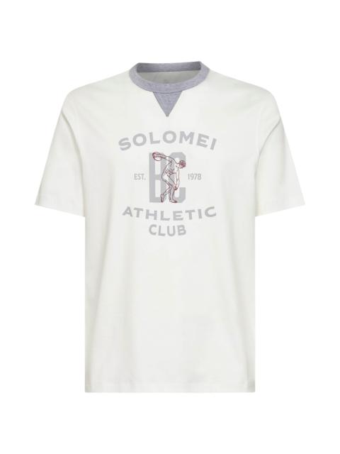 Brunello Cucinelli White cotton jersey printed T-shirt