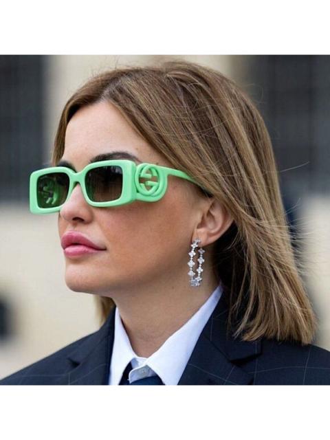 GUCCI SALE! NEW Gucci GG1325S 004 Green Gradient Rectangle Unisex Sunglasses