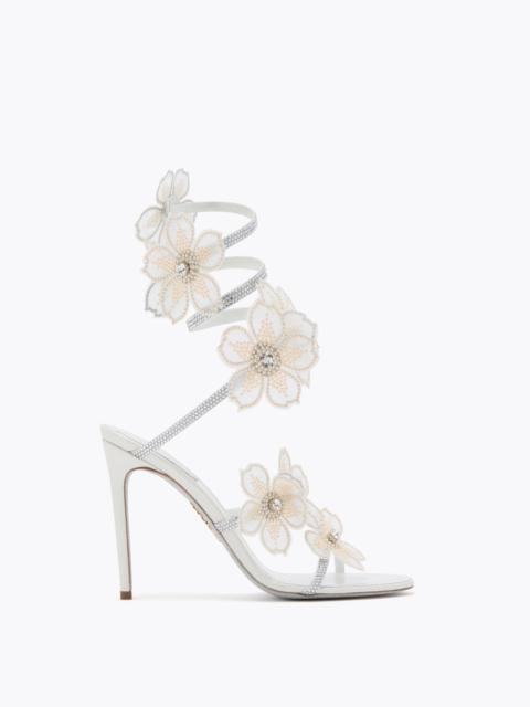 RENE CAOVILLA PEACH FLOWER IVORY SANDAL 105